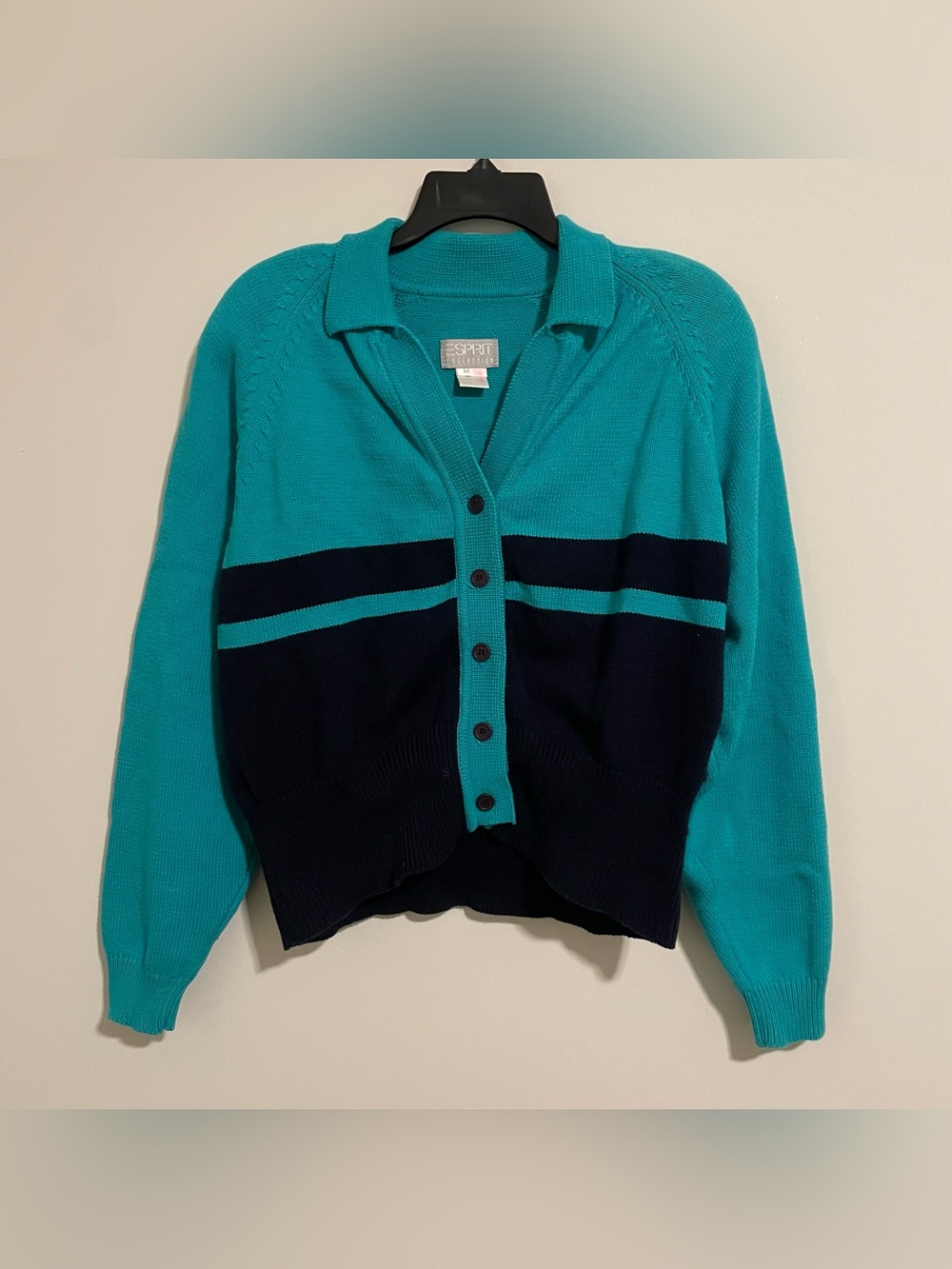 Vintage 80s 90s Colorful Retro Cardigan Esprit Art Deco Fun Sweater Size M